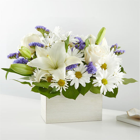 Beyond Blue Box Bouquet –  Serenity Floral, Lake Geneva WI