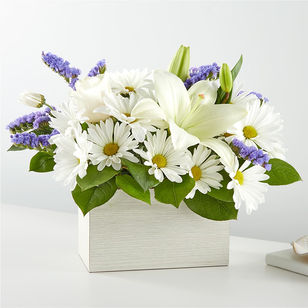 Beyond Blue Box Bouquet –  Serenity Floral, Lake Geneva WI