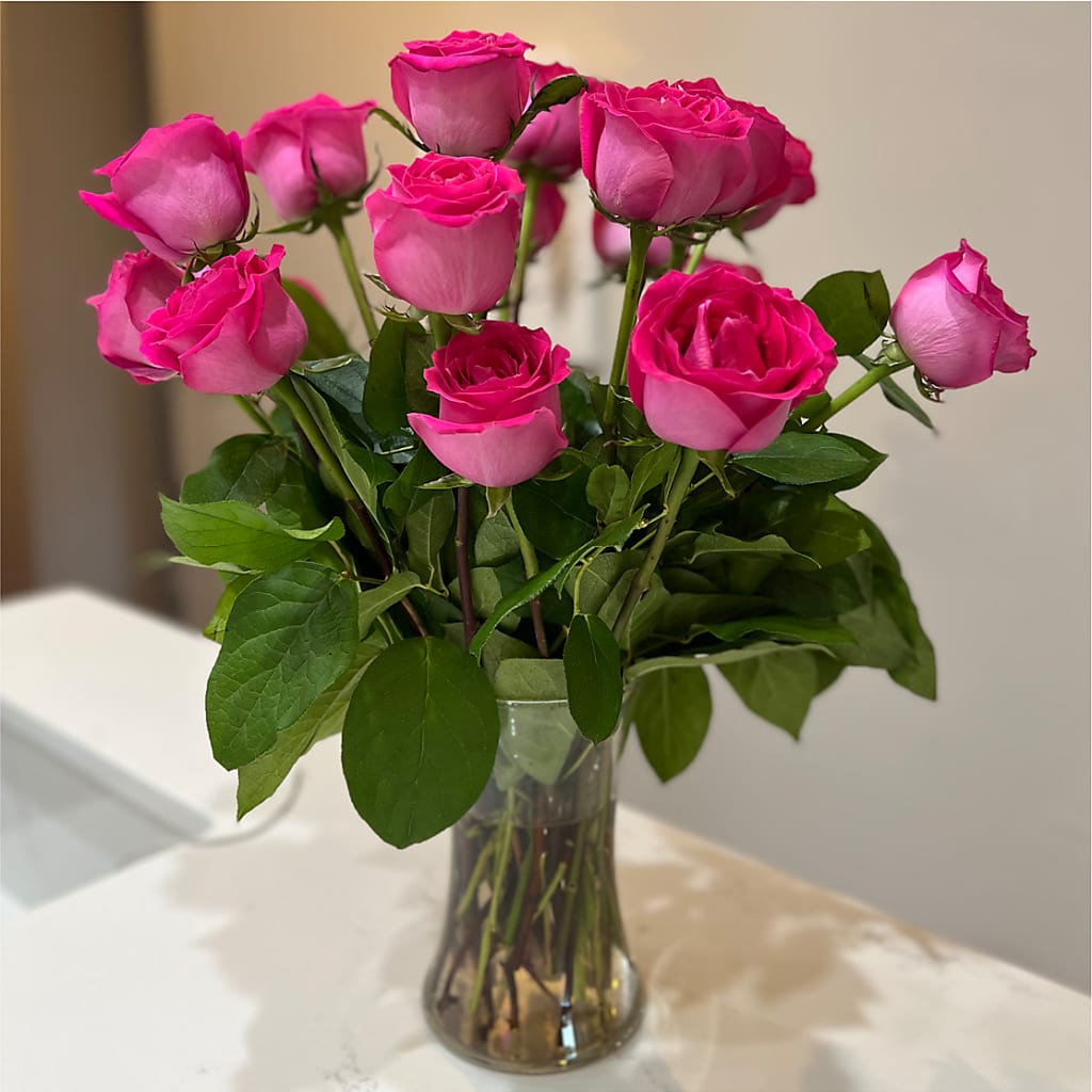 Long Stem Pink Rose Bouquet –  Serenity Floral, Lake Geneva WI