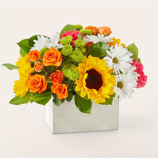 Sun-drenched Blooms Box Bouquet –  Serenity Floral, Lake Geneva WI