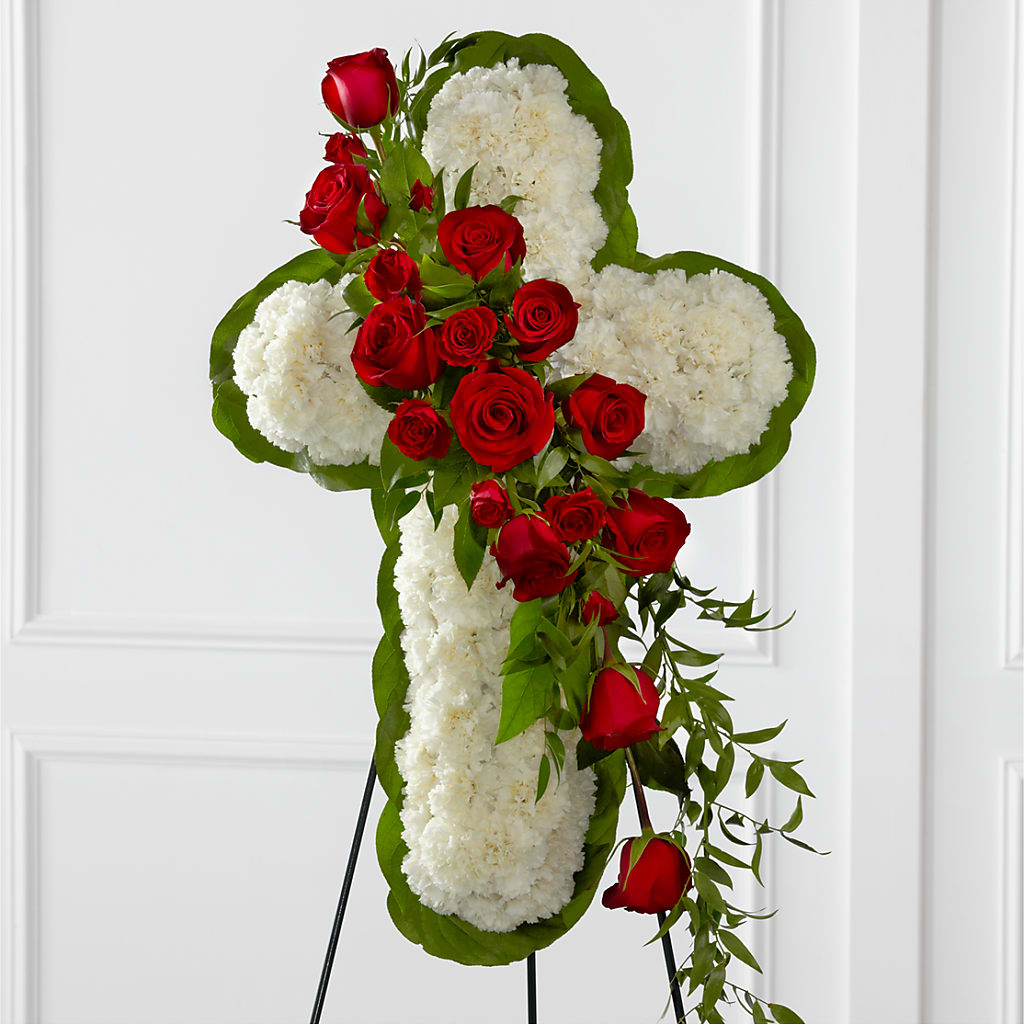 Floral Cross Easel –  Serenity Floral, Lake Geneva WI