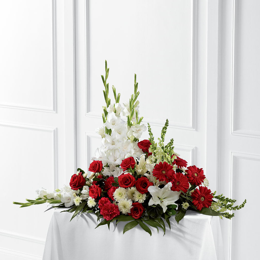 Crimson & White Arrangement –  Serenity Floral, Lake Geneva WI