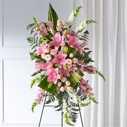 Elegant Embrace Standing Spray –  Serenity Floral, Lake Geneva WI
