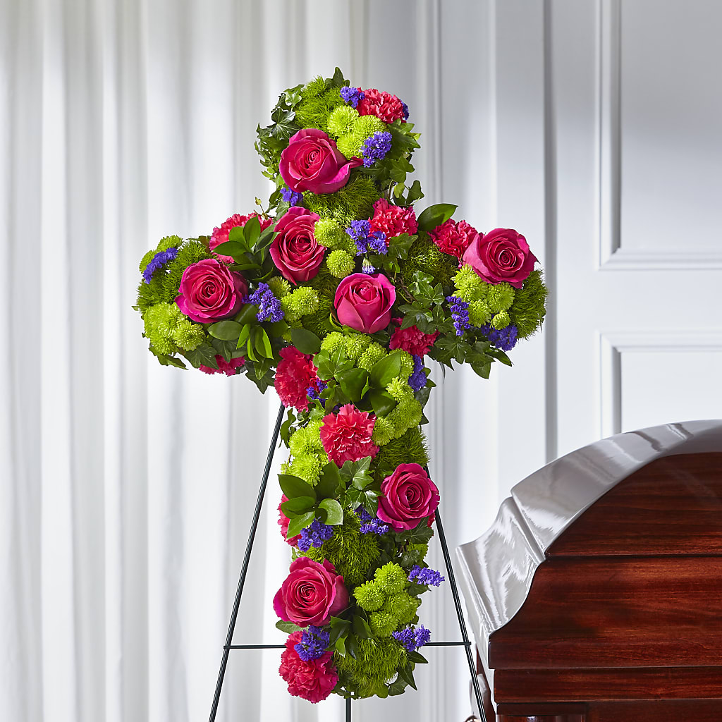 Tribute Rose Floral Cross –  Serenity Floral, Lake Geneva WI