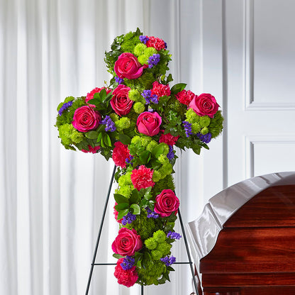 Tribute Rose Floral Cross –  Serenity Floral, Lake Geneva WI
