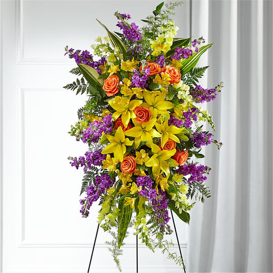 Thoughtful Prayers Standing Spray –  Serenity Floral, Lake Geneva WI