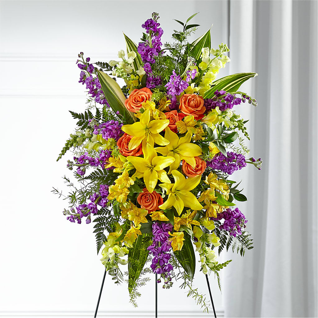 Thoughtful Prayers Standing Spray –  Serenity Floral, Lake Geneva WI