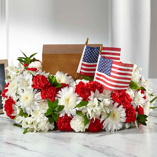 Spirit of Patriotism Cremation Adornment –  Serenity Floral, Lake Geneva WI