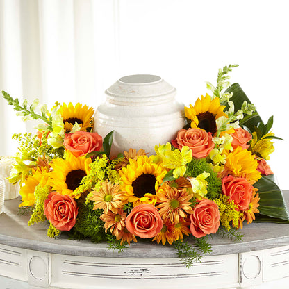 Faithful Sunflower Cremation Adornment –  Serenity Floral, Lake Geneva WI