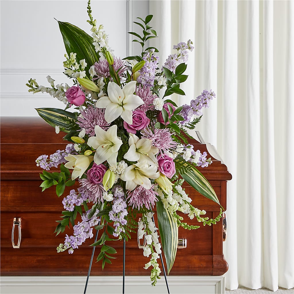 Grateful Hearts Standing Spray –  Serenity Floral, Lake Geneva WI