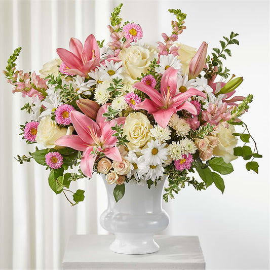 Empathetic Blooms Urn Arrangement –  Serenity Floral, Lake Geneva WI