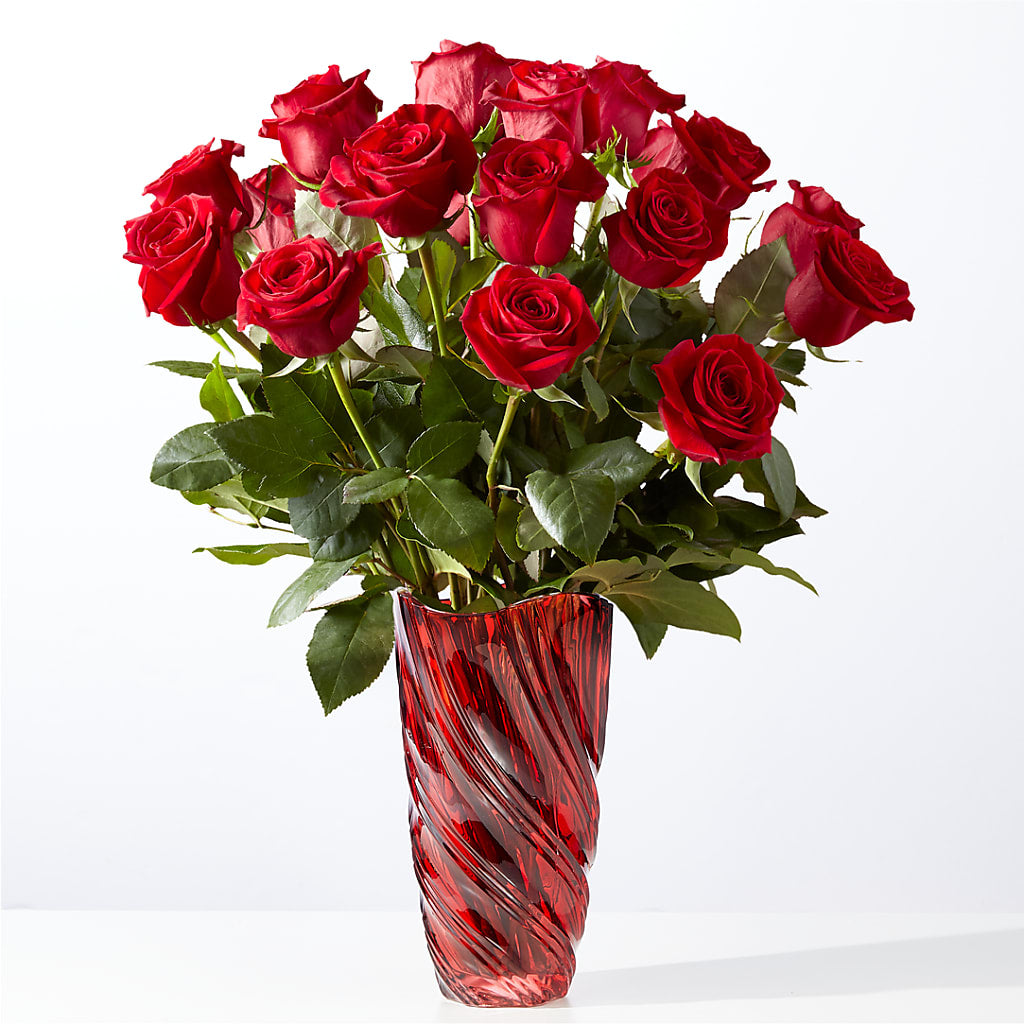 Classic Love Red Rose Bouquet with Luxe Swirl Vase –  Serenity Floral, Lake Geneva WI
