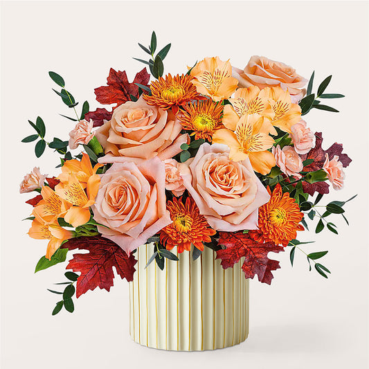 Spiced Latte Bouquet with Ivory Vase –  Serenity Floral, Lake Geneva WI