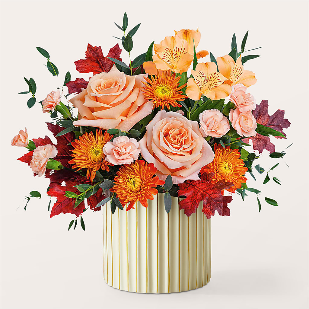Spiced Latte Bouquet with Ivory Vase –  Serenity Floral, Lake Geneva WI
