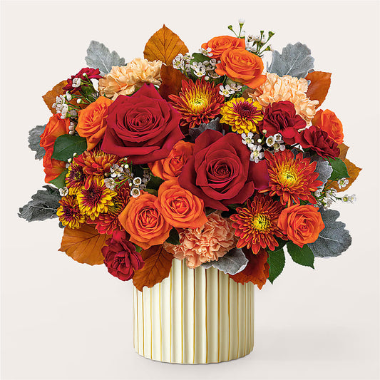 Merlot Bouquet with Ivory Vase –  Serenity Floral, Lake Geneva WI