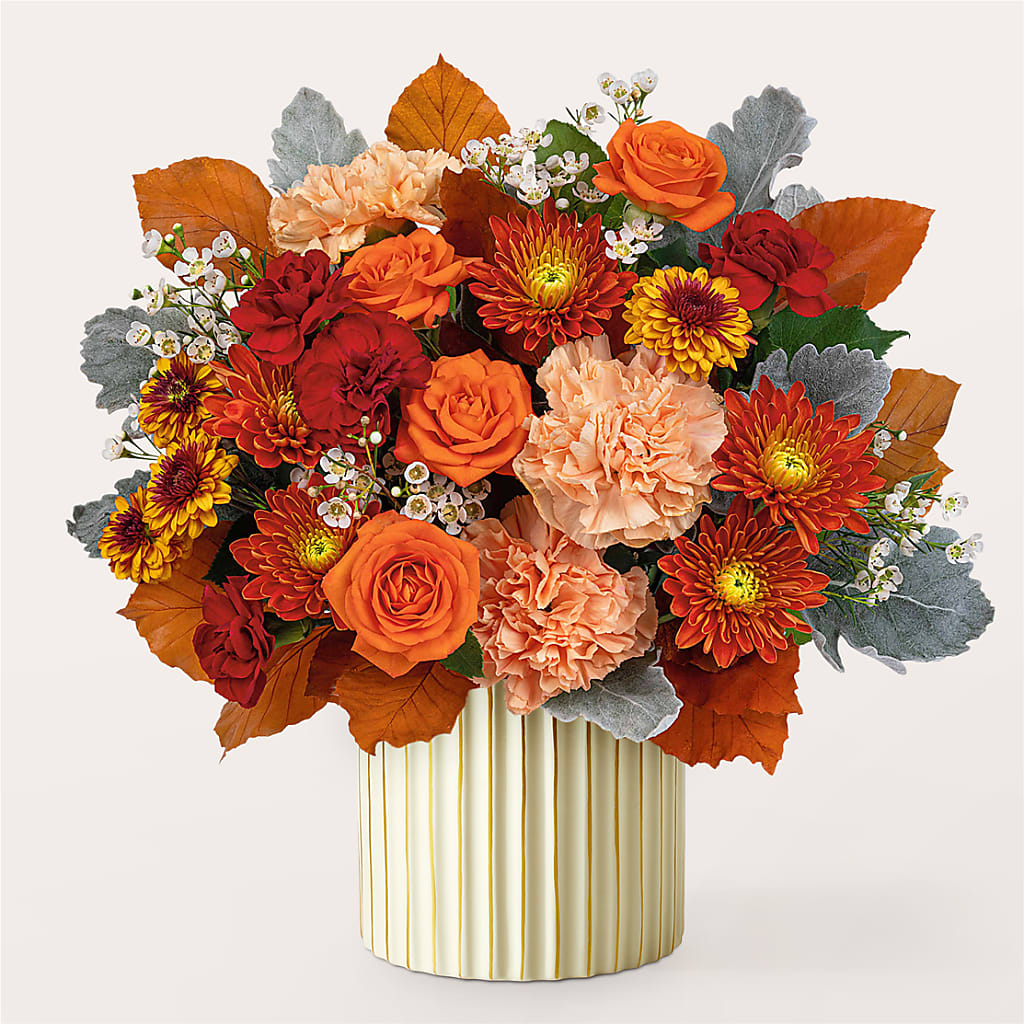 Merlot Bouquet with Ivory Vase –  Serenity Floral, Lake Geneva WI