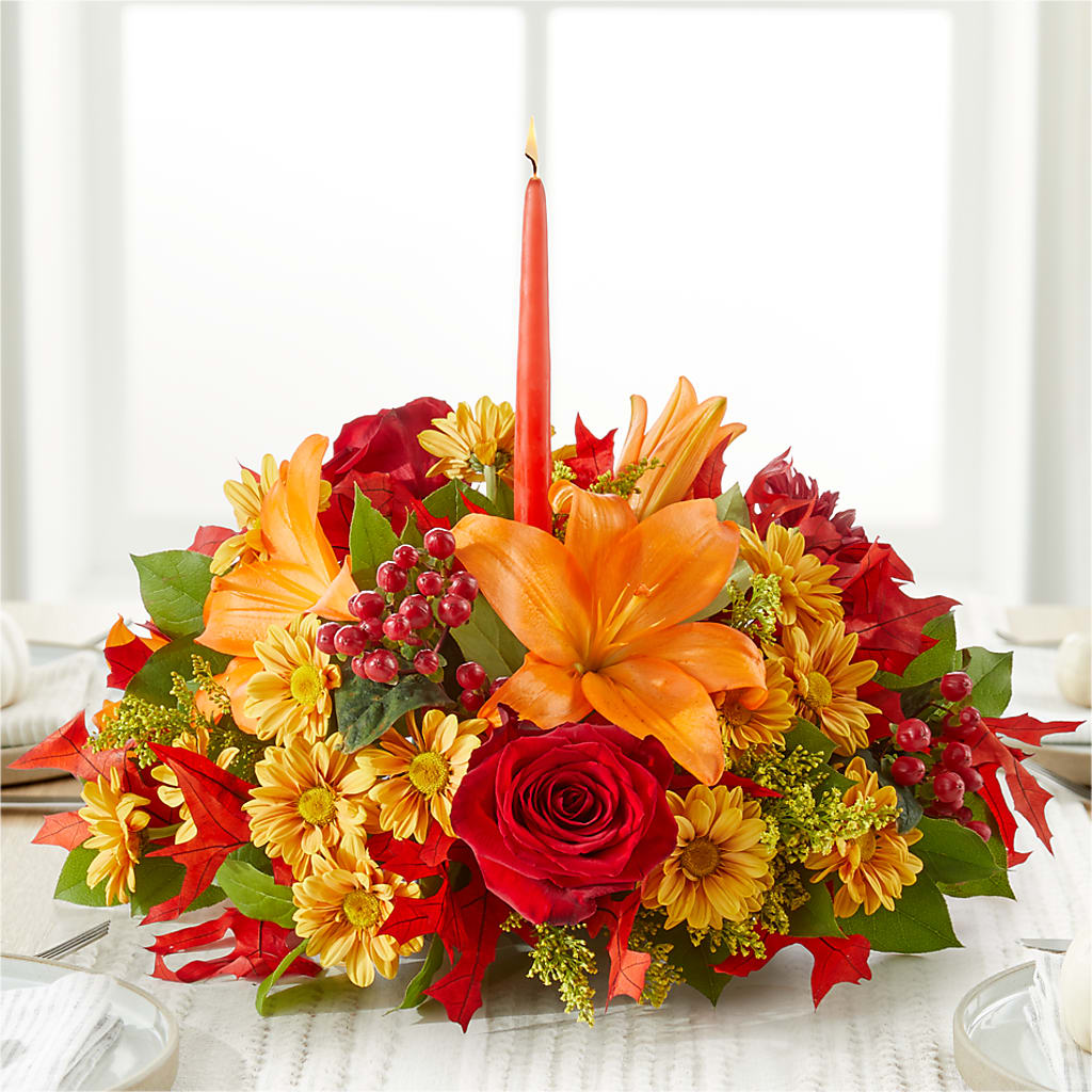 Autumn's Embrace Centerpiece –  Serenity Floral, Lake Geneva WI