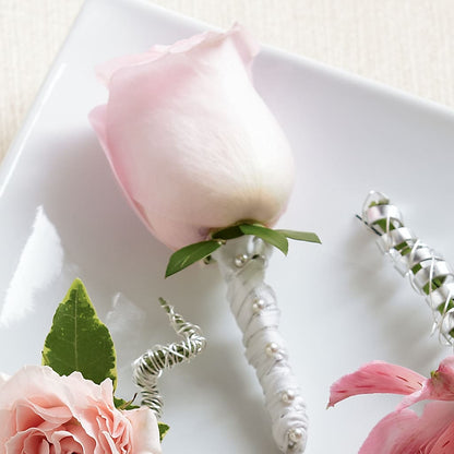 Pink Rose Boutonniere –  Serenity Floral, Lake Geneva WI
