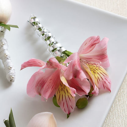 Pink Peruvian Lily Boutonniere –  Serenity Floral, Lake Geneva WI