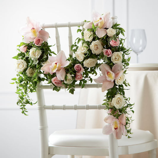 Orchid Rose Chair Décor –  Serenity Floral, Lake Geneva WI