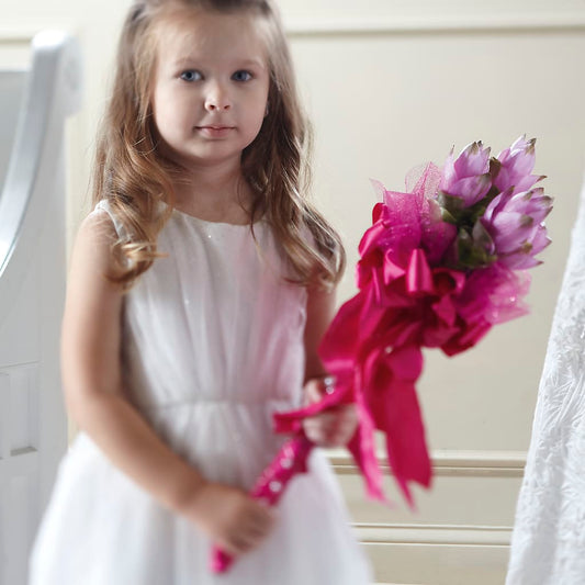Sparkle Pink Flower Girl Bouquet –  Serenity Floral, Lake Geneva WI