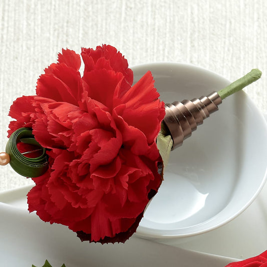 Red Carnation Boutonniere –  Serenity Floral, Lake Geneva WI