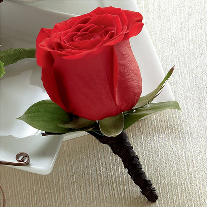 Red Rose Boutonniere –  Serenity Floral, Lake Geneva WI